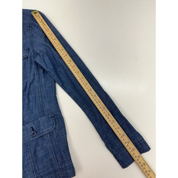 Tommy Hilfiger Womens Jacket Size Medium Blue Chambray Double Closure Lightweigh - Picture 9 of 11